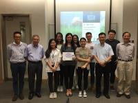 Group photo of Prof. Chan Wai-yee, Prof. Woody Chan, Prof. Fung Kwok-pui and Prof. Alfred Cheng with members of the 5th Executive Committee of the SBS PSA
